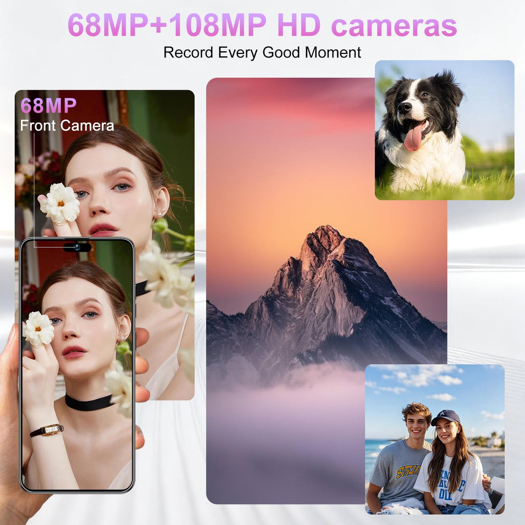 ONPTJ 17PM Unlocked Smartphone 6.9" HD Screen 12+512GB Smartphone with 128G Memory Card New System 7000mAh Long Battery Dual SIM/Fingerprint Lock/GPS/Face ID (Dark Blue)