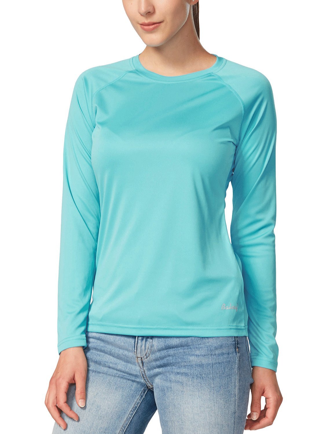 baleaf Women's Long Sleeve Hiking Shirts UPF 50+ Uv Protection SPF Fishing Tops Lightweight Quick Dry Rash Guard Swimwear Outdoor Clothes Blue Size L