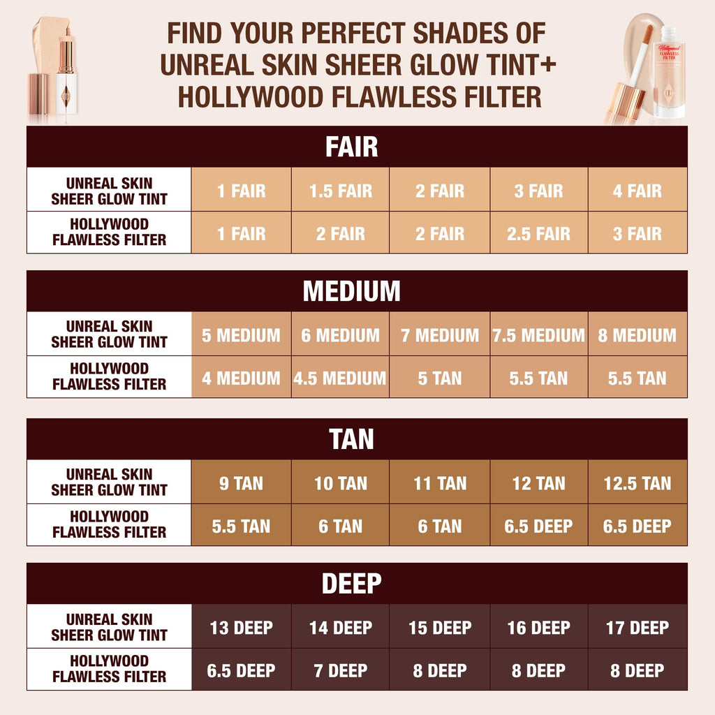 Charlotte Tilbury Hollywood Flawless Filter - Multi‑Use Makeup Primer, Complexion Booster & Illuminating Liquid Highlighter with Sheer Coverage - Smooths & Blurs Skin - 1 Fair