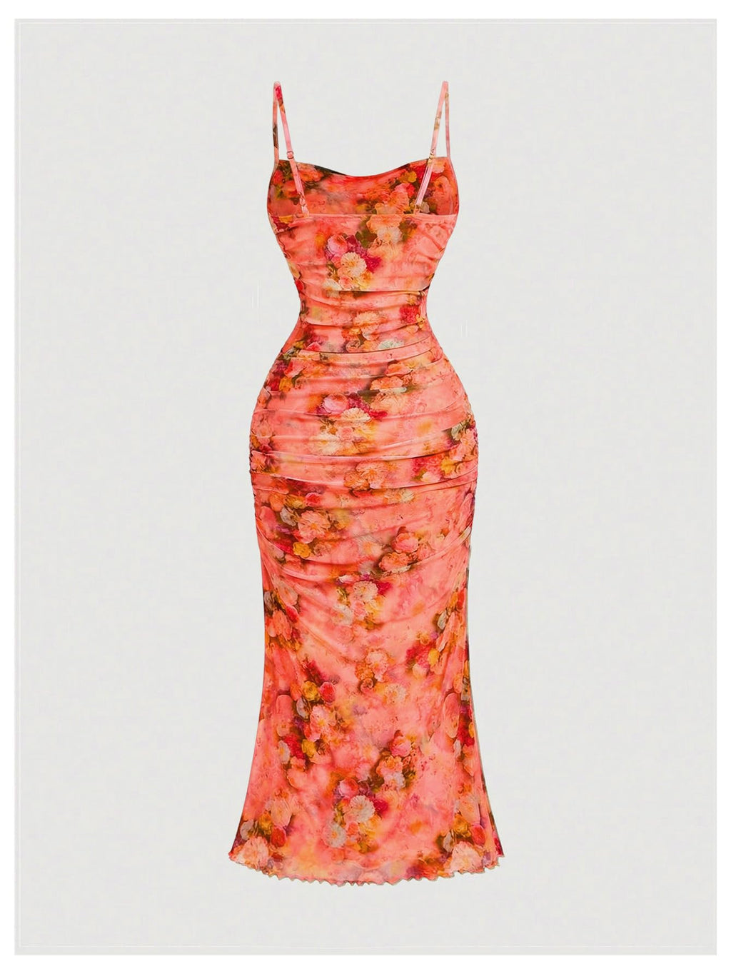 GORGLITTER Women's Floral Spring Summer Wedding Guest Dress Bridal Shower Cocktail Tea Party Beach Midi Sun Dress 2026 Orange Small