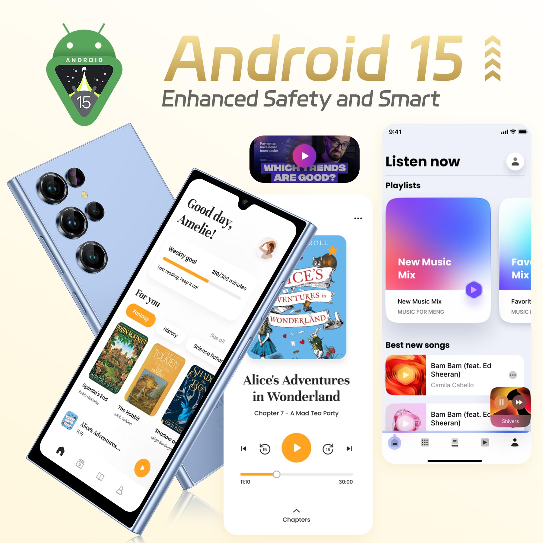 OUKITEL C61 Unlocked Cell Phone 2025- Android 15, 6.88" Display Smartphone, 16GB+128GB/1TB, 5150mAh Battery Phone, 13MP Camera, 4G Dual Sim Mobile Phones, Fingerprint/Face Unlock/GPS/BT5.0, Purple