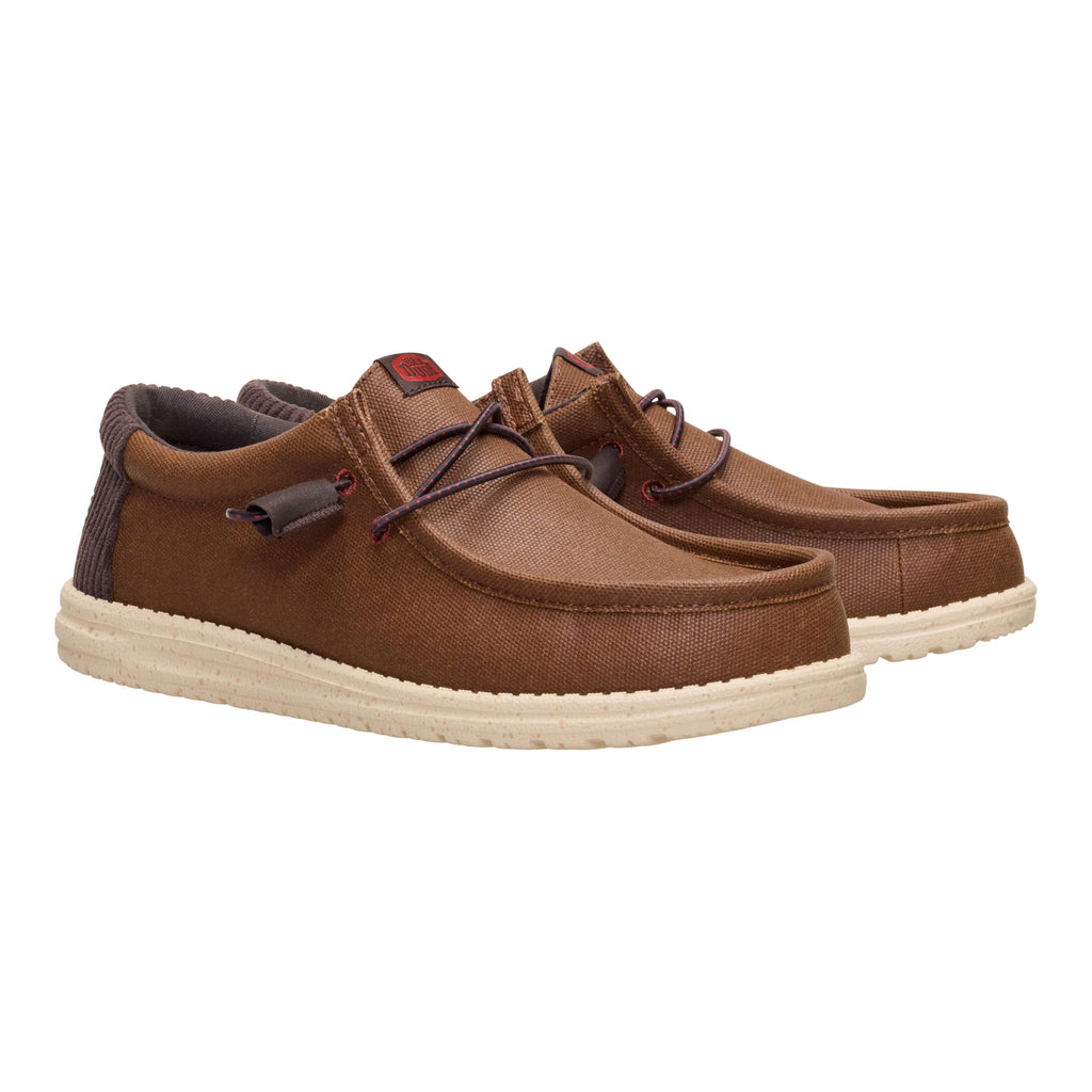 HEYDUDE Wally Waxed Casual Brown Size 11, Men’s Shoes, Slip-on Loafers, Comfortable & Light-Weight