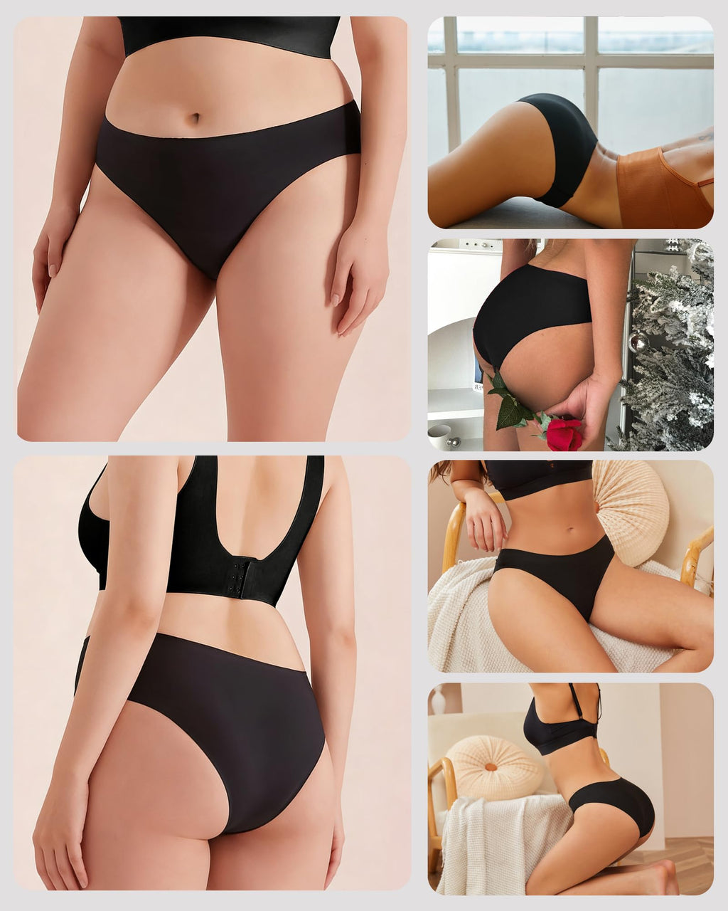 FINETOO 6 Pack Women’s Seamless Hipster Underwear No Show Panties Invisibles Briefs Soft Stretch Bikini Underwears XS-XXL(S)