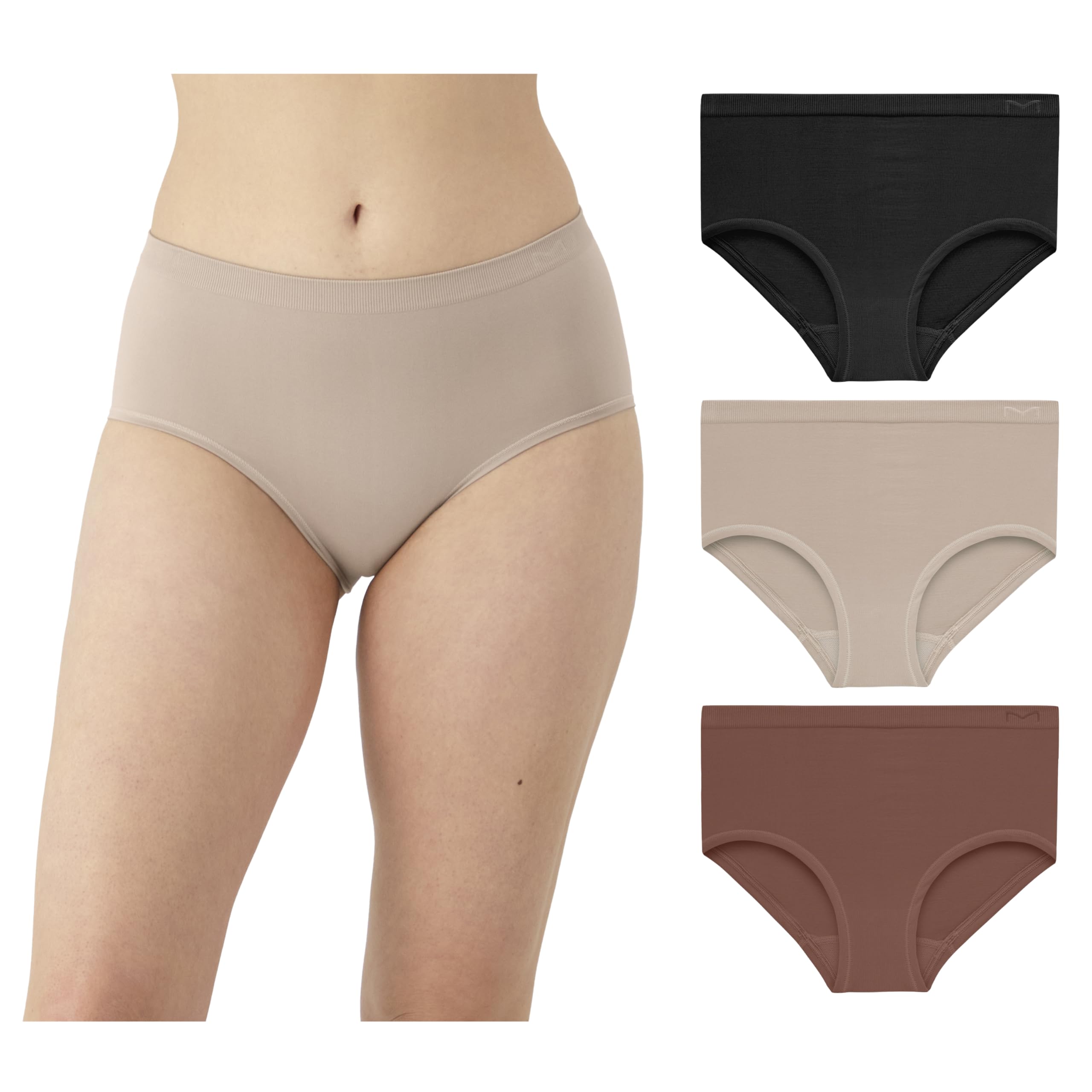 Maidenform Women's M Seamless Bikini, Mid-Rise Hipster Panty, Seamless Underwear for Women, 3-Pack