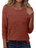LILLUSORY Womens Lace Long sleeve Sweaters Shirts Dressy Business Casual Trendy Fall Tops Caramel M