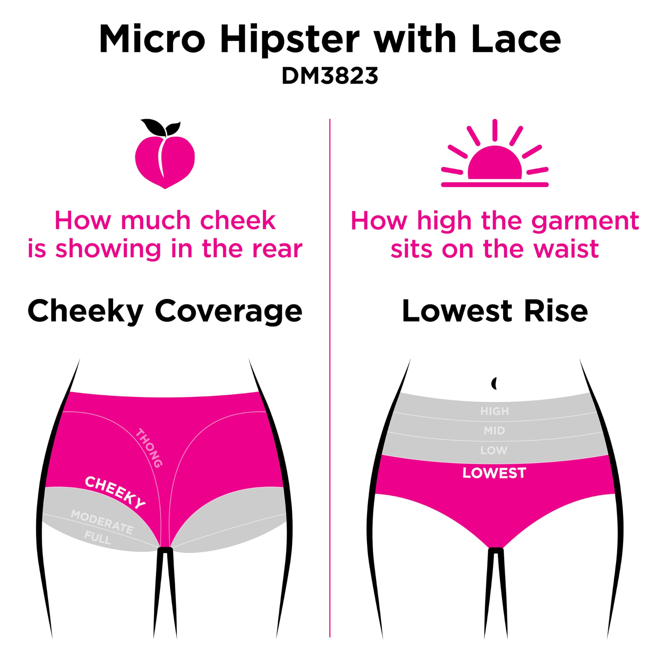 Maidenform Women's Underwear Hipster Pack, 3-Pack, Low-Rise Cheeky Underwear Women Pack, Lace Hipster Panties for Women