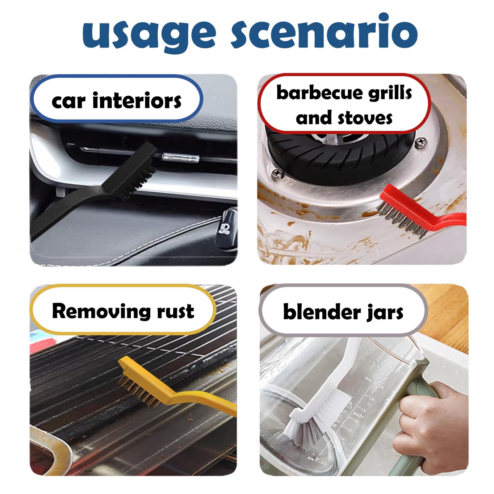 Betanull Crevice Cleaning Brush Set, Multi-Purpose Hard Bristle Brushes for Deep Cleaning Kitchen, Bathroom, Grout, Sink, Cup, Teapot, Bottle, Blender, Corners, Tight Spaces & More