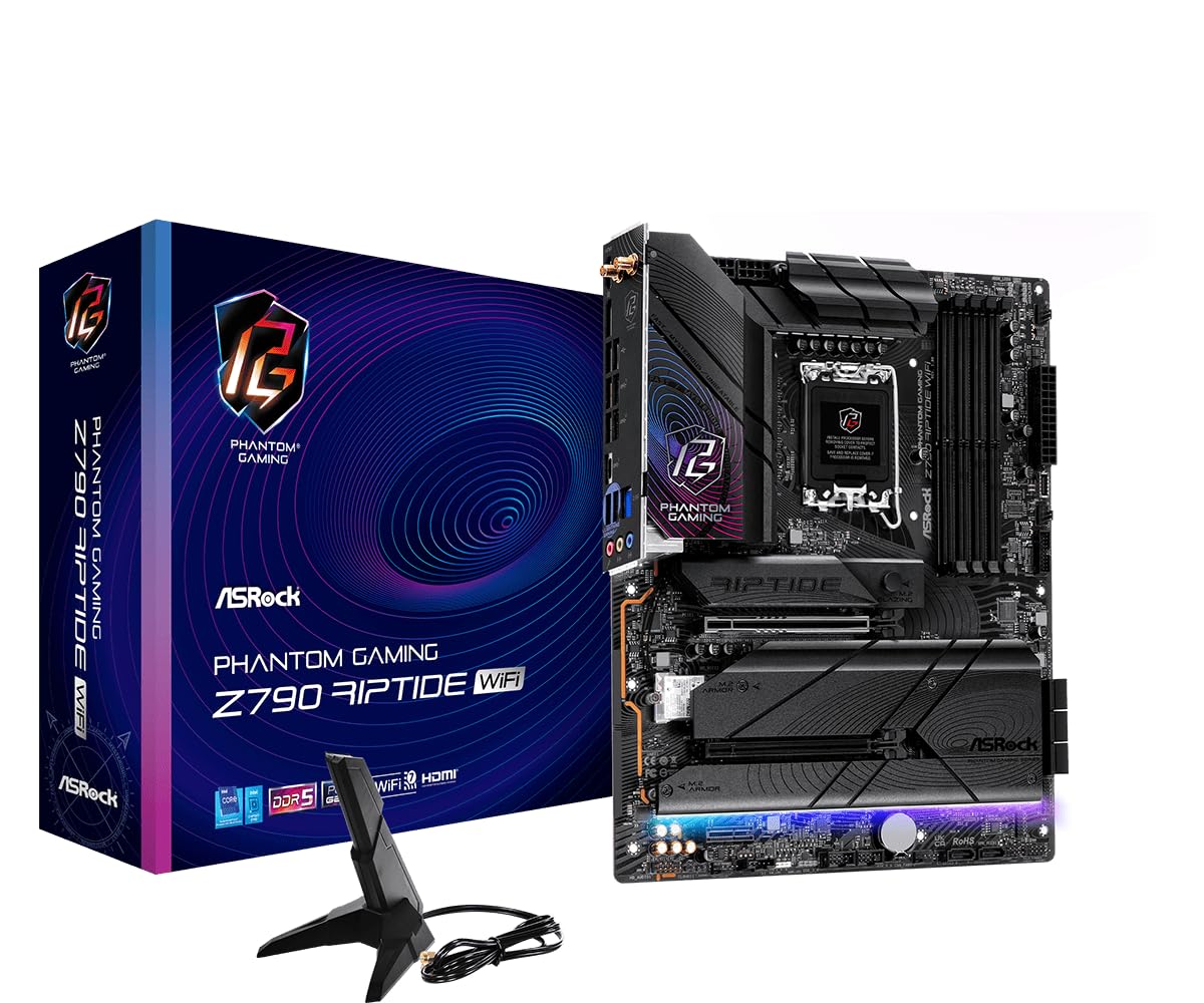 ASRock Z790 Riptide WiFi LGA1700 ATX Motherboard | Supports 14th/13th/12th Gen Intel | DDR5 8000+ (OC) | PCIe 5.0 | WiFi 7 | 8 SATA | 16+1+1 Power Phase | Killer 2.5G LAN