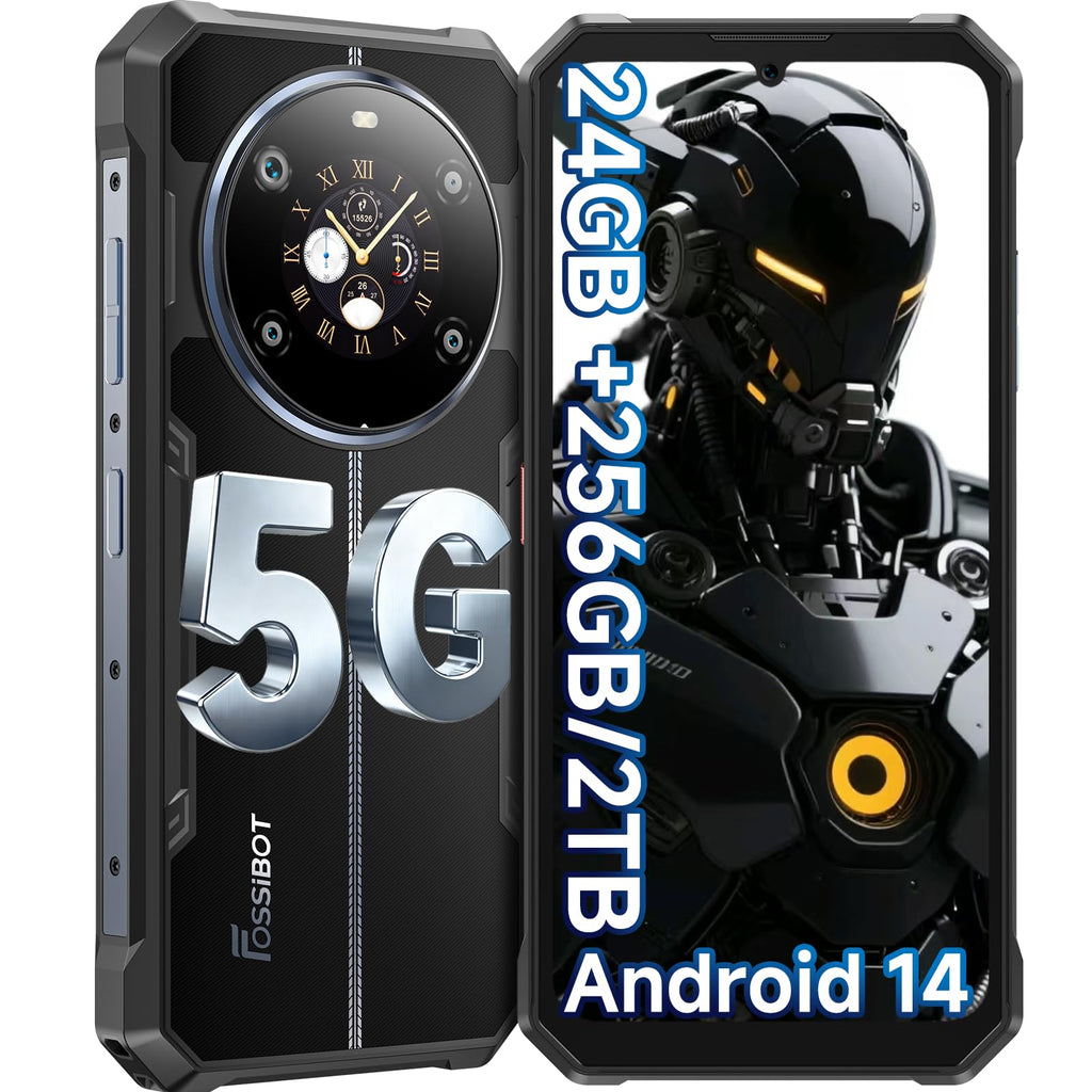 FOSSIBOT F109 5G Rugged Phone Unlocked, 24GB+256GB/2TB,10600mAh Battery Waterproof Phones,Android 14 Rugged Cell Phone, 6.745" HD+ 1.32-inch IPS Smartphone,50MP+16MP+5MP Rugged Phone(2026 deep Blue)