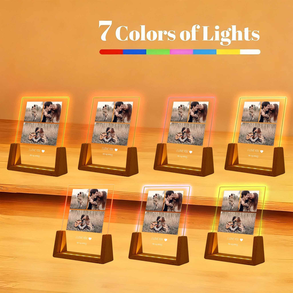 Personalized Picture Frame with Photo,Custom Gifts with Night Light,Personalized Anniversary Birthday Gifts for Women Men Her Him Boyfriend Girlfriend