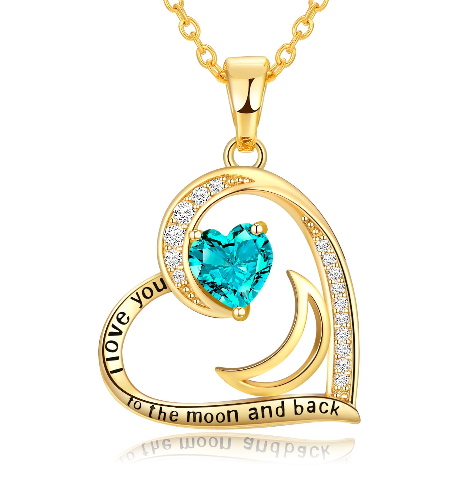 lobci Gold Necklace for Women Jewelry for Women Girlfriend Heart Necklaces for Wife Necklace for Mom from Daughter December Turquoise Birthstone(G-Dec-Turquoise)