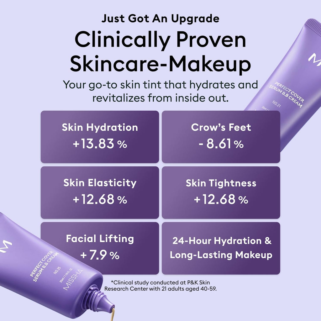 MISSHA M PERFECT COVER SERUM BB CREAM No.23 Natural Beige-Light/Medium with Cool/Neutral Undertone, BB Cream by Cardi B Pick, Skin Tint, Tinted Moisturizer, Skin Care Foundation Makeup, 1.18 Fl oz