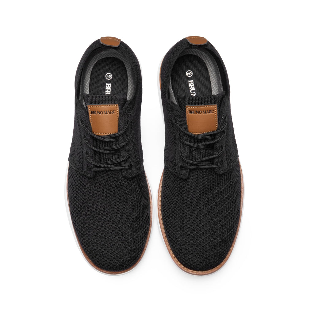 Bruno Marc Men's KnitFlex Breeze Mesh Sneakers Oxfords Lace-Up Lightweight Casual Walking Shoes,Size 10.5,Black,GRAND-01