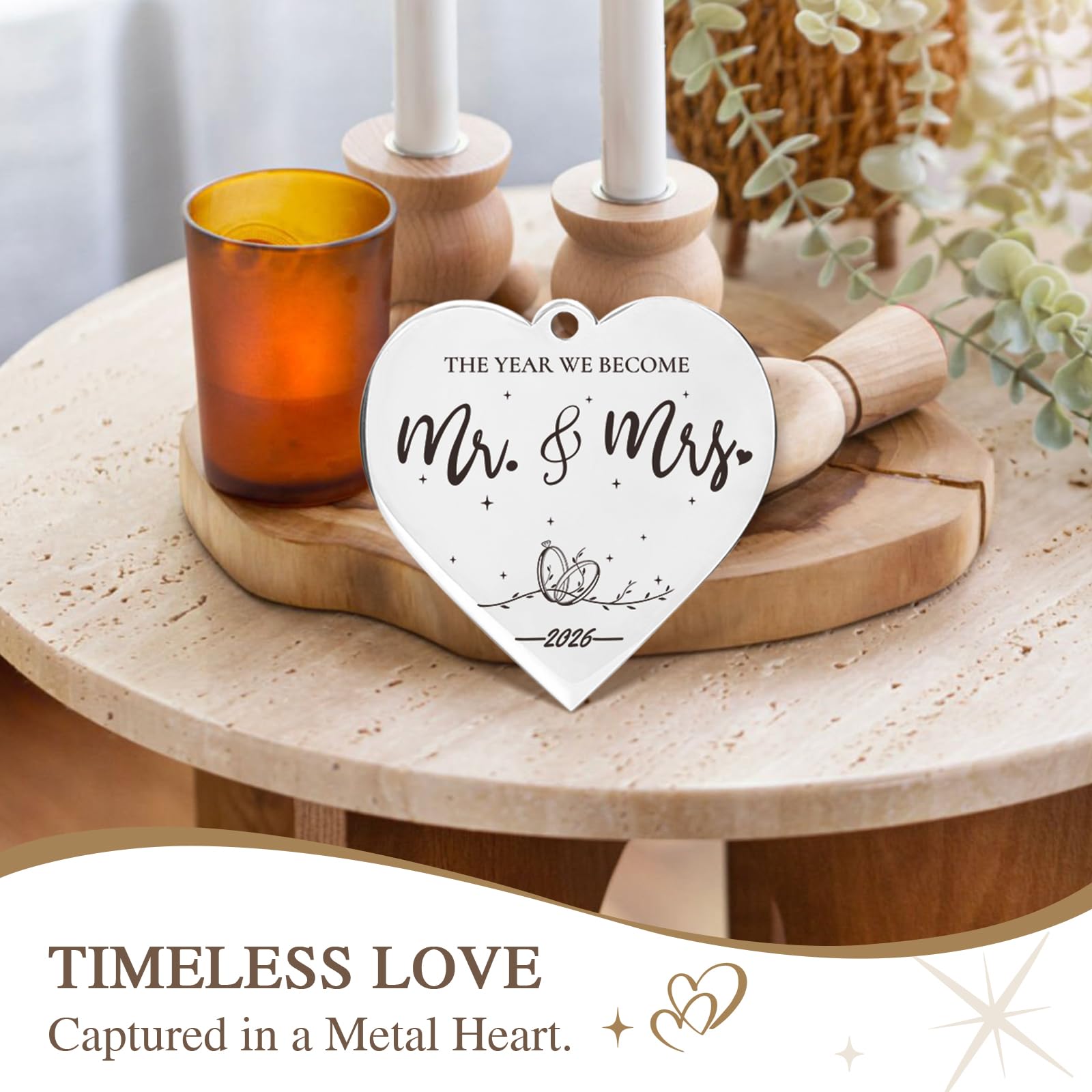 PIKPEOD Rotating Wedding 2026 Picture Frame 4x6 - Bridal Shower & Engagement Gifts for Couples & Newlyweds - Mr & Mrs Personalized Gifts (brown)