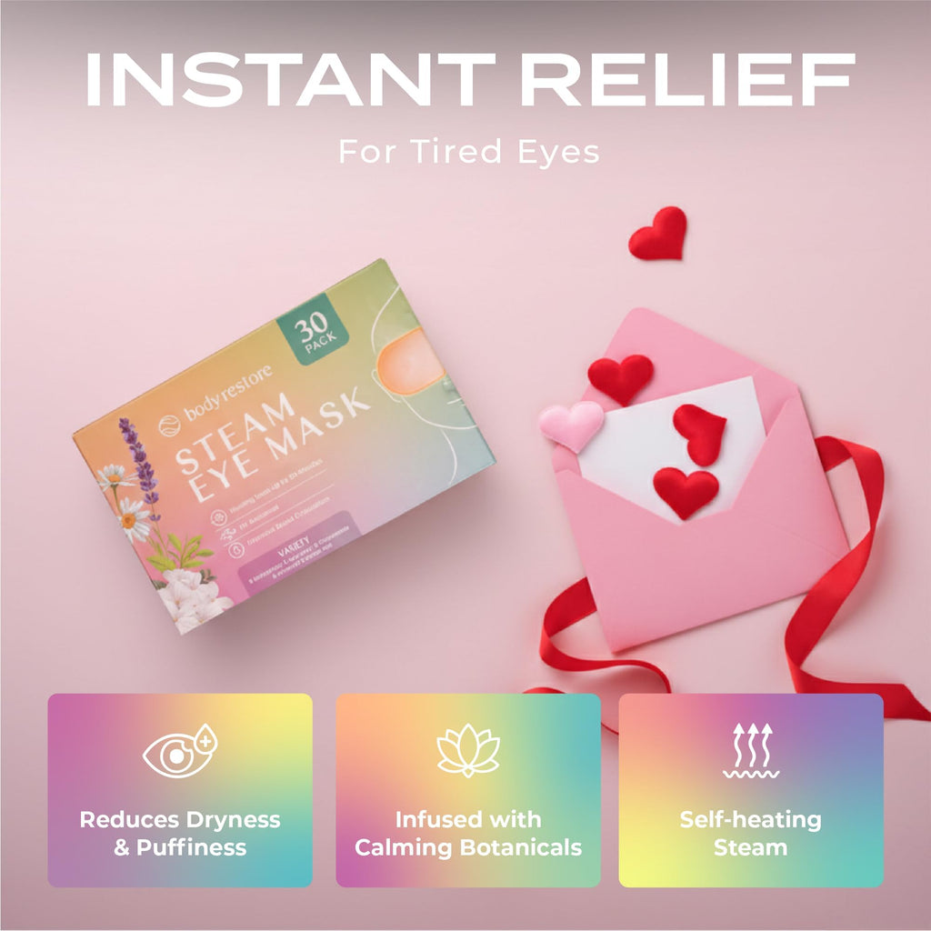 Body Restore Heated Eye Mask for Dry Eyes 30 Pack – Self Heating Warm Compress, Valentines Day Gifts for Her and Him, Birthday Gifts for Women and Men, Stye Eye Treatment, Relaxation – Variety
