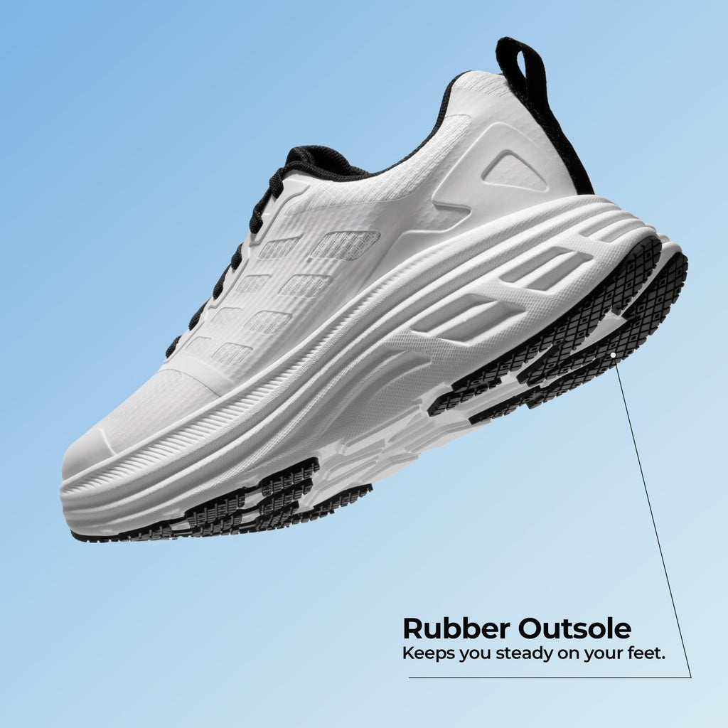 NORTIV 8 Women's Walking Shoes Cushion Running Tennis Shoes ActiveFloat Non-Slip Comfortable Breathable Workout Gym Sports Athletic Fashion Sneakers,Size 7,White,SNWS245W