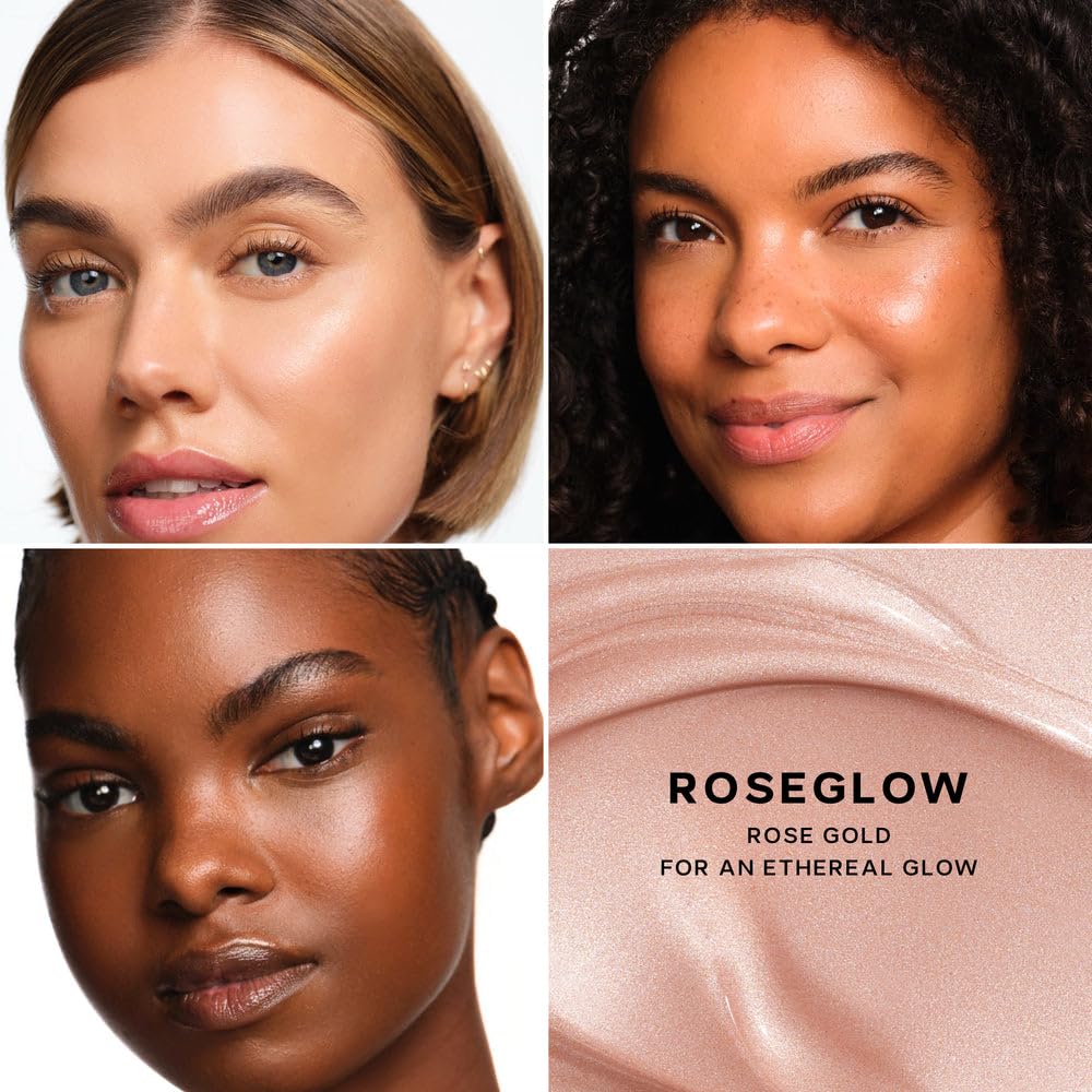 Saie Mini Glowy Super Gel Trio Gift Set - Lightweight Makeup Primer & All-Over Liquid Highlighter for Instant Glowy, Glass Skin - With Glycerin & Squalane - Starglow, Roseglow & Sunglow (0.5 oz Each)