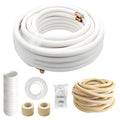 50 Ft Mini Split Line Set 1/4" & 1/2" OD Twin Copper Pipes 3/8 Thickened White PE Insulated Coil Copper Line with Flared Nuts for Mini Split Air Conditioner HVAC Refrigeration and Heating Pump System