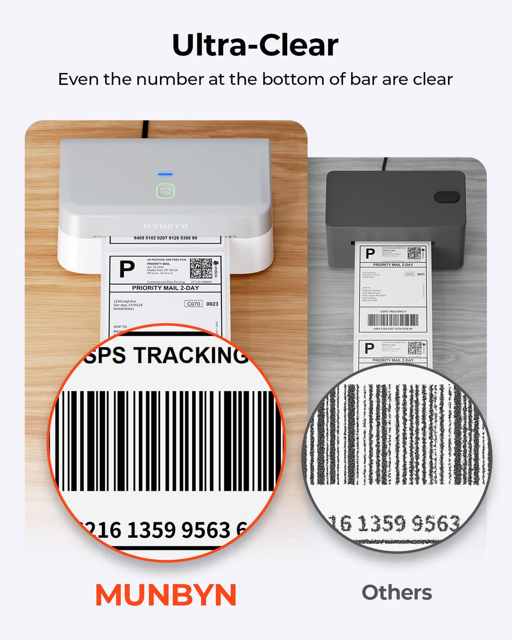 MUNBYN Bluetooth Thermal Label Printer RW403B, Wireless 4x6 Shipping Label Printer for Small Business, Compatible with Android, iPhone, Windows, Mac, Chromebook, Print Width 1.57"-4.25" (Grey)