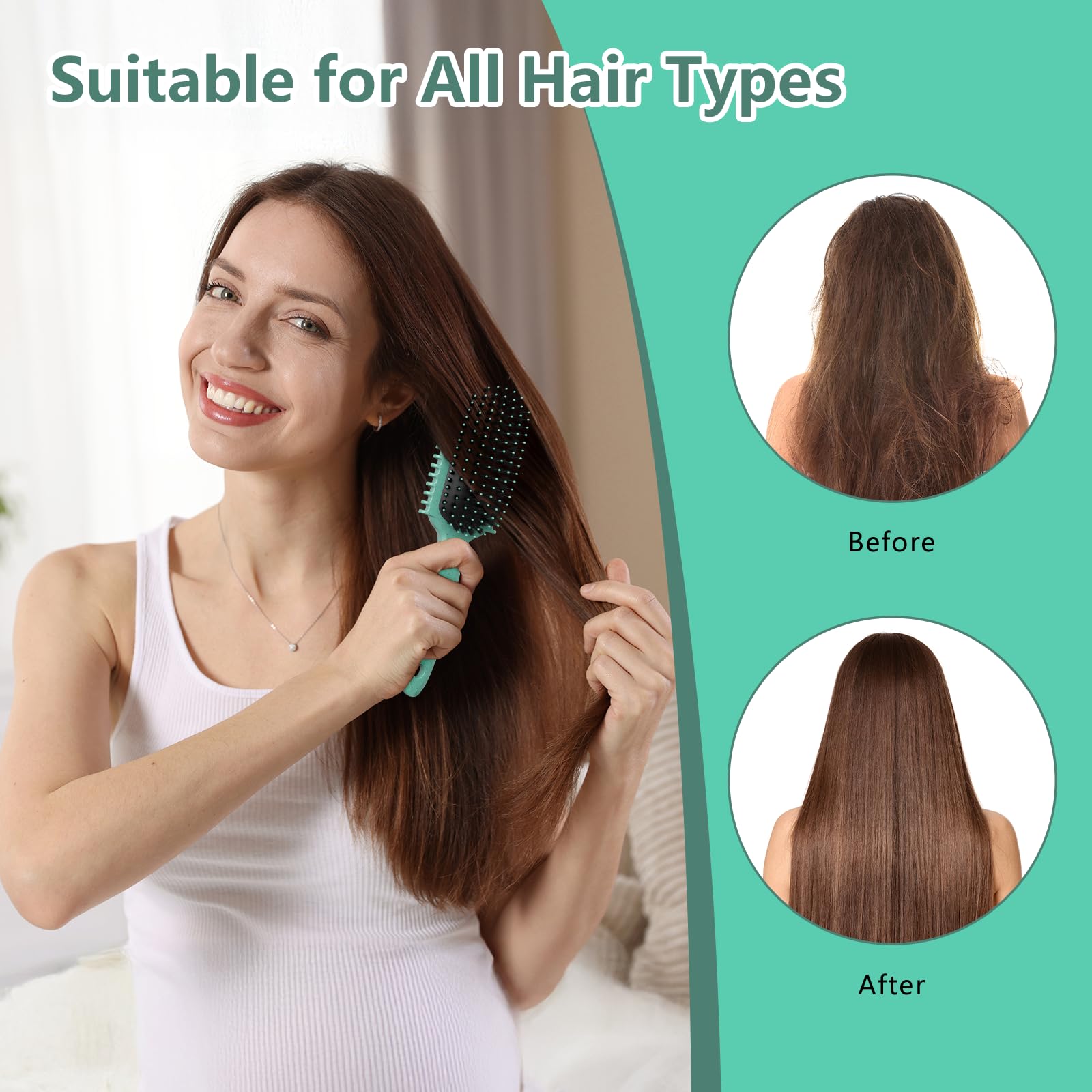 Curl Defining Brush, Curly Hair Brush, Slick Back Hair Brush, For Combing and Shaping Curls in All Hairstyles to Reduce Pulling (Green)