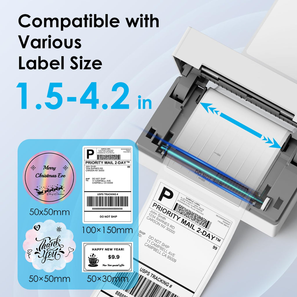 KNAON Bluetooth Thermal Shipping Label Printer, 4x6 Portable Thermal Address Label Printer for Small Business, Compatible with iPhone,Android,Windows,Mac–Works with Ebay Shopify USPS&More, White