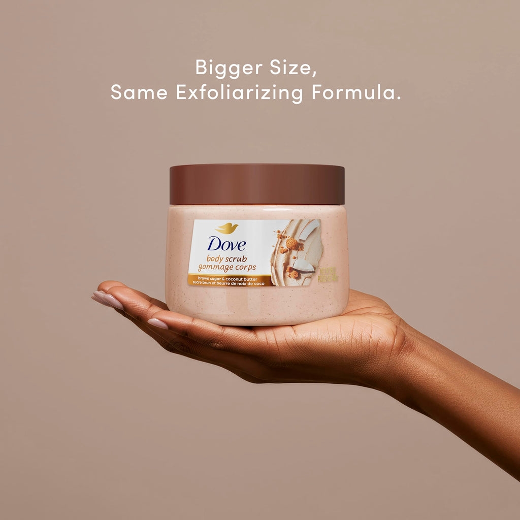 Dove Brown Sugar and Coconut Butter Body Scrub Exfoliates and Deeply Nourishes for Smooth, Radiant Skin 15 oz