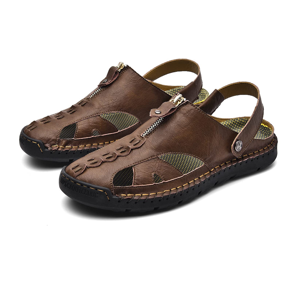 Shaire Men'S Sandals Outdoor Leather Closed Toe Beach Shoes