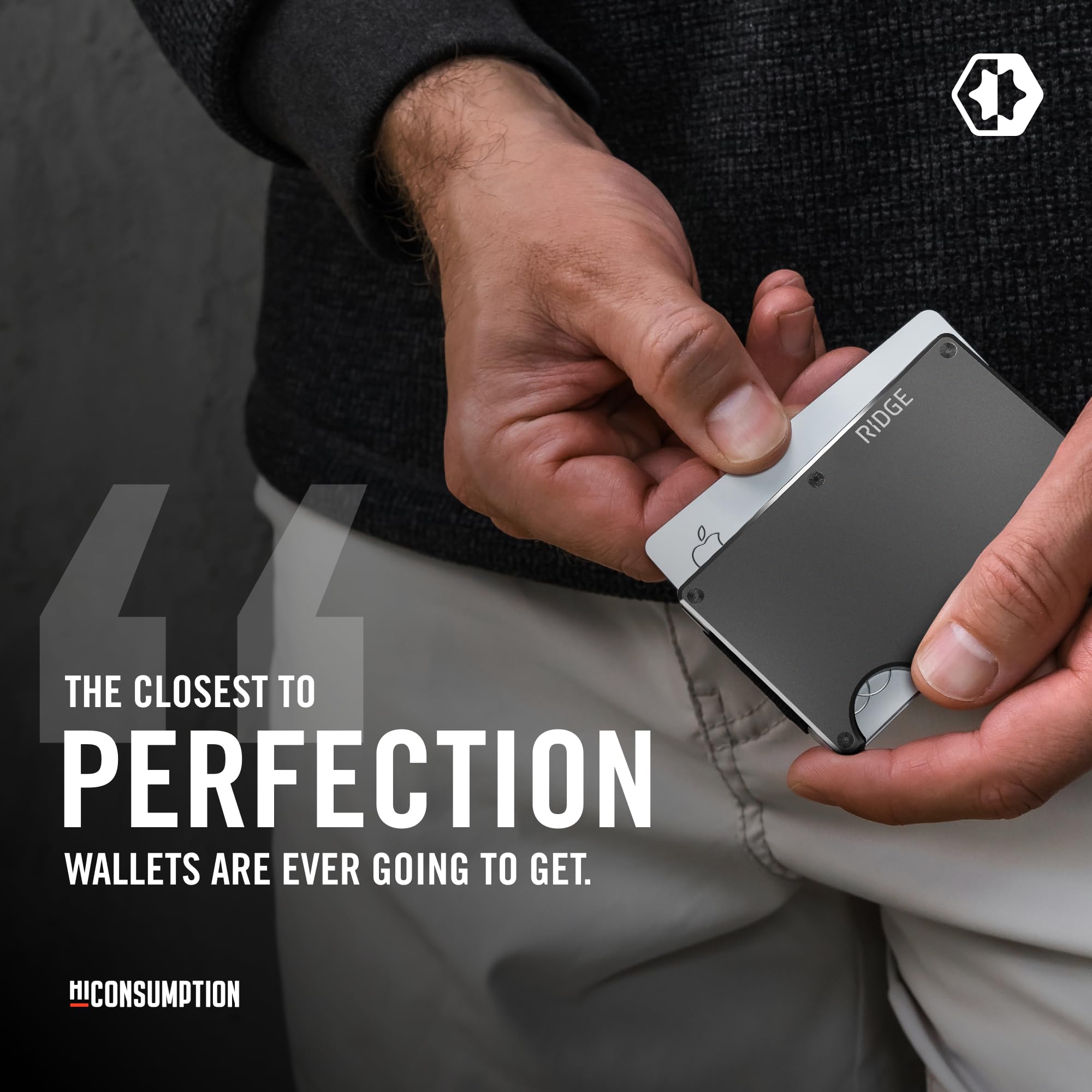 Ridge Wallet for Men - Slim Minimalist Compact Wallet and Card Holder, RFID Protected Front Pocket Wallets for Men with Integrated Cash Strap (Gunmetal)
