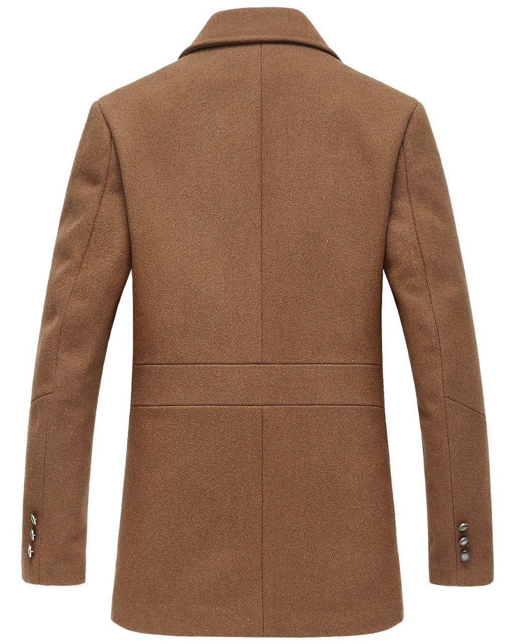 chouyatou Men's Classic Notched Collar Double Breasted Wool Blend Pea Coat (Medium, Single-Camel)