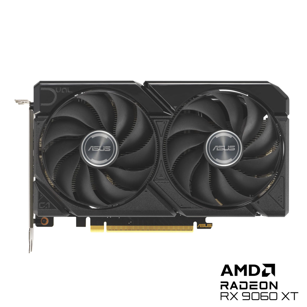 ASUS Dual Radeon™ RX 9060 XT 16GB GDDR6 Graphics Card (PCIe 5.0, HDMI 2.1b, DisplayPort 2.1a, 2.5-Slot Design, Axial-tech Fan Design, 0dB Technology, and More)
