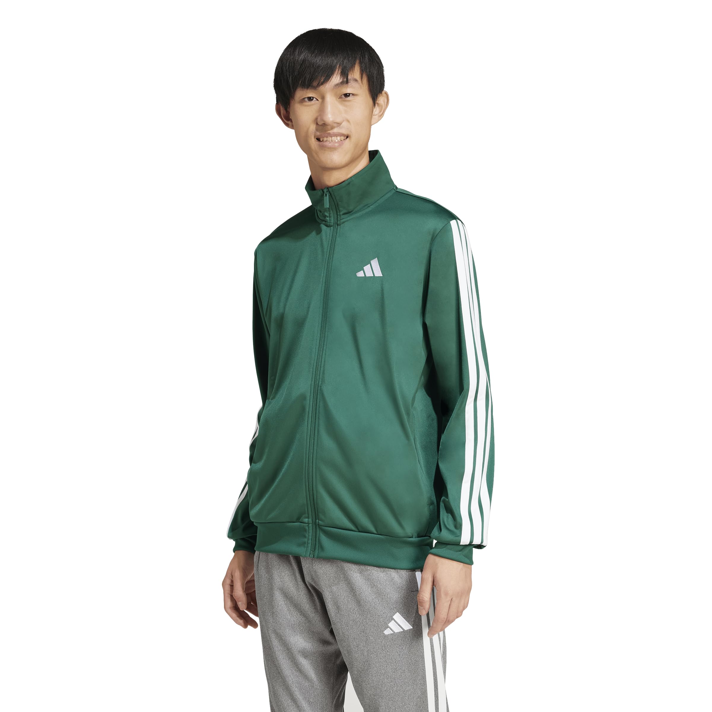 adidas Men's 3-Stripes Tricot Regular Sportswear Track Top, Collegiate Green, X-Large