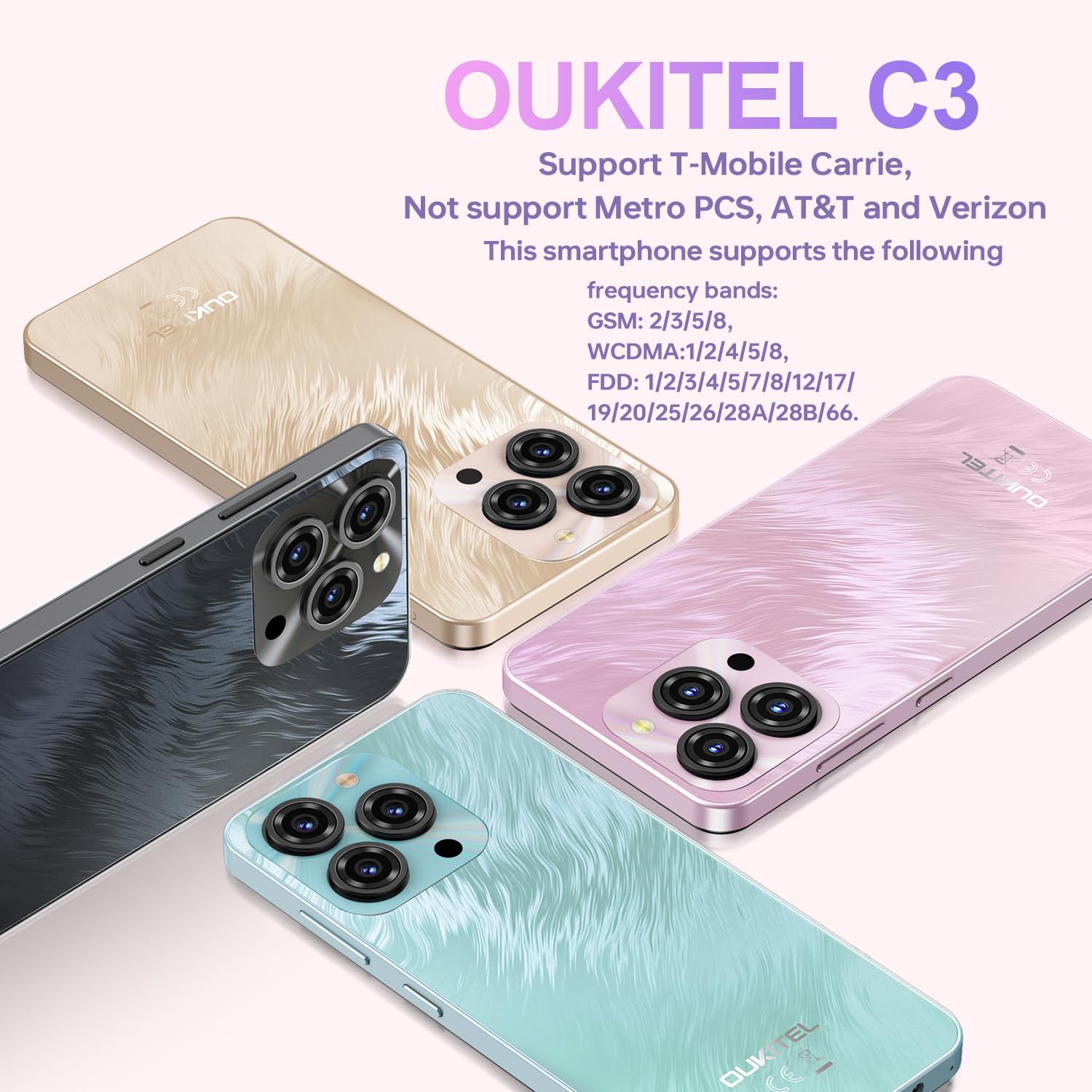 OUKITEL C3 Cell Phone Unlocked 2025-16GB RAM+64GB/TF 1TB ROM Smartphone, 5000mAh Battery, 6.52'' Waterdrop Screen, 13MP+5MP Camera, 4G Dual SIM Android Phone, Face ID/3.5mm Jack/GPS/BT5.0, Grey
