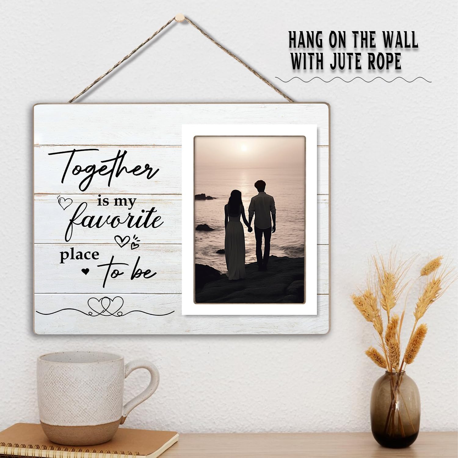 Couple Picture Frames, Love Picture Frames, Engagement Photo Frame, Marriage License Frame, Wedding Picture Frame for Couples, Together is My Favorite Place to Be, Unique Gifts for Valentine's Day 4 x 6Inch Photo