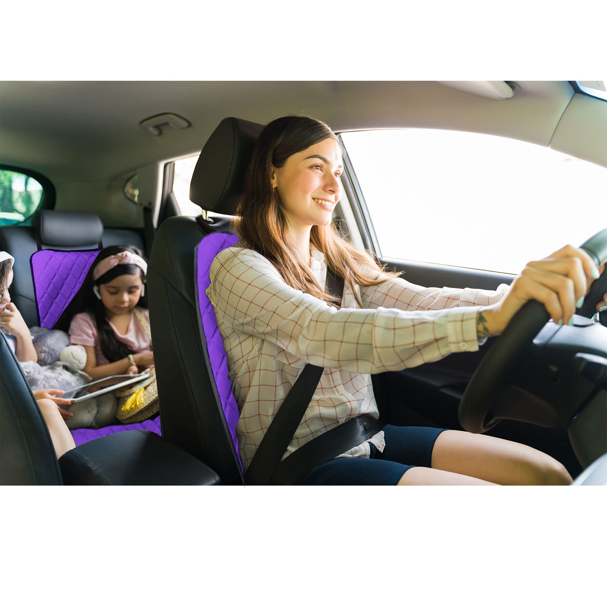 FH Group Car Seat Cushion – Neosupreme Single Front Seat Cover with Front Pockets, Airbag Compatible, Universal Fit Car Seat Cushion for Driver or Passenger Seat, SUV, Truck, Sedan & Van – Purple