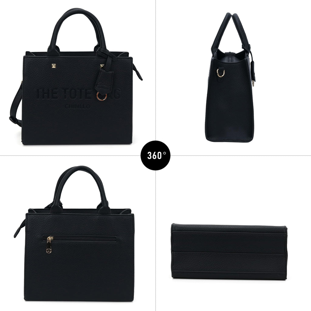 Chinllo Tote Bag for Women Top Handle Satchel Purse and Handbags with Shoulder Strap (D.Black-S)