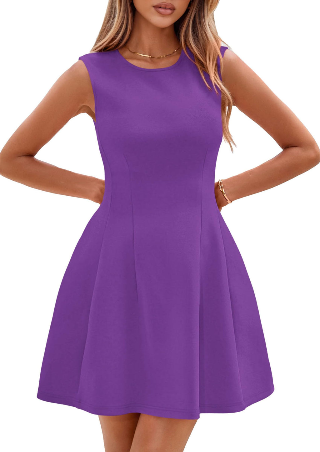 PRETTYGARDEN Summer Dresses for Women 2026 Elegant Classy Spring A Line Business Casual Work Graduation Cocktail Short Dress (Purple,XX-Large)