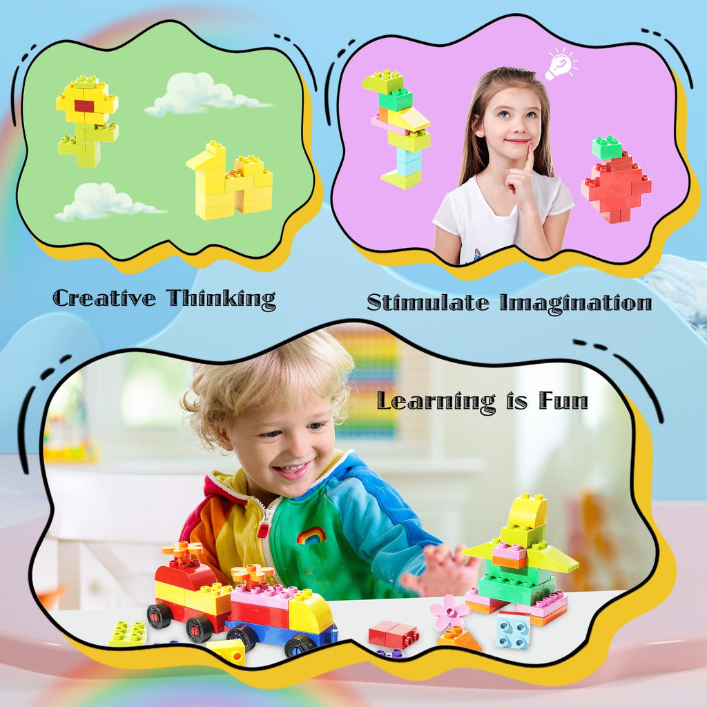FlatGoat Building Blocks 208 Piece Set Compatible with All Major Brands, Classic Big Bricks for Kids Toddlers, STEM Large Building Toys with Gift Box for Boys Girls Ages 3 4 5 6 7 8+