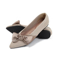 Semwiss Pointed Toe Ballet Flats for Women Slip On Comfortable Flats with Bow Dressy Casual Work Shoes Beige Size 8