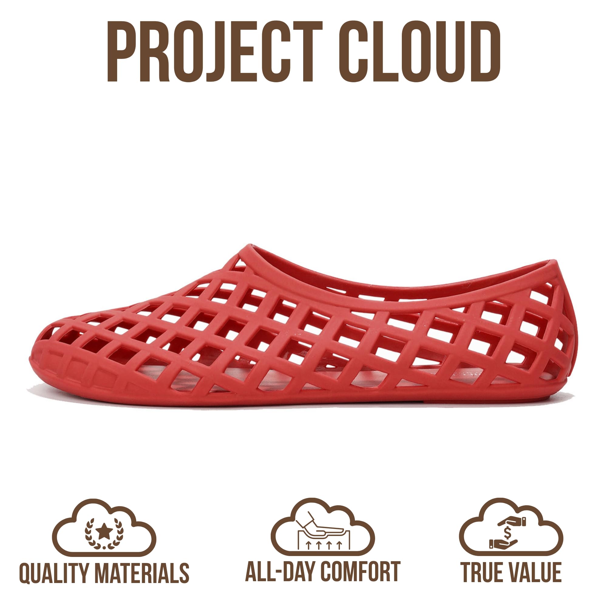Project Cloud Jelly Shoes Women - Lightweight & Water-Resistant Women's Flats Sandals - Non Slip Womens Shoes - Perfect Summer Jelly Flats for Women 2026 (Jellz, RED, 7.5)