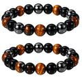 WFJ Black Obsidian Hematite Triple Protection Bracelets Set - Tiger Eye Beaded Natural Stone Bracelet for Men Women Gemstone (10MM)
