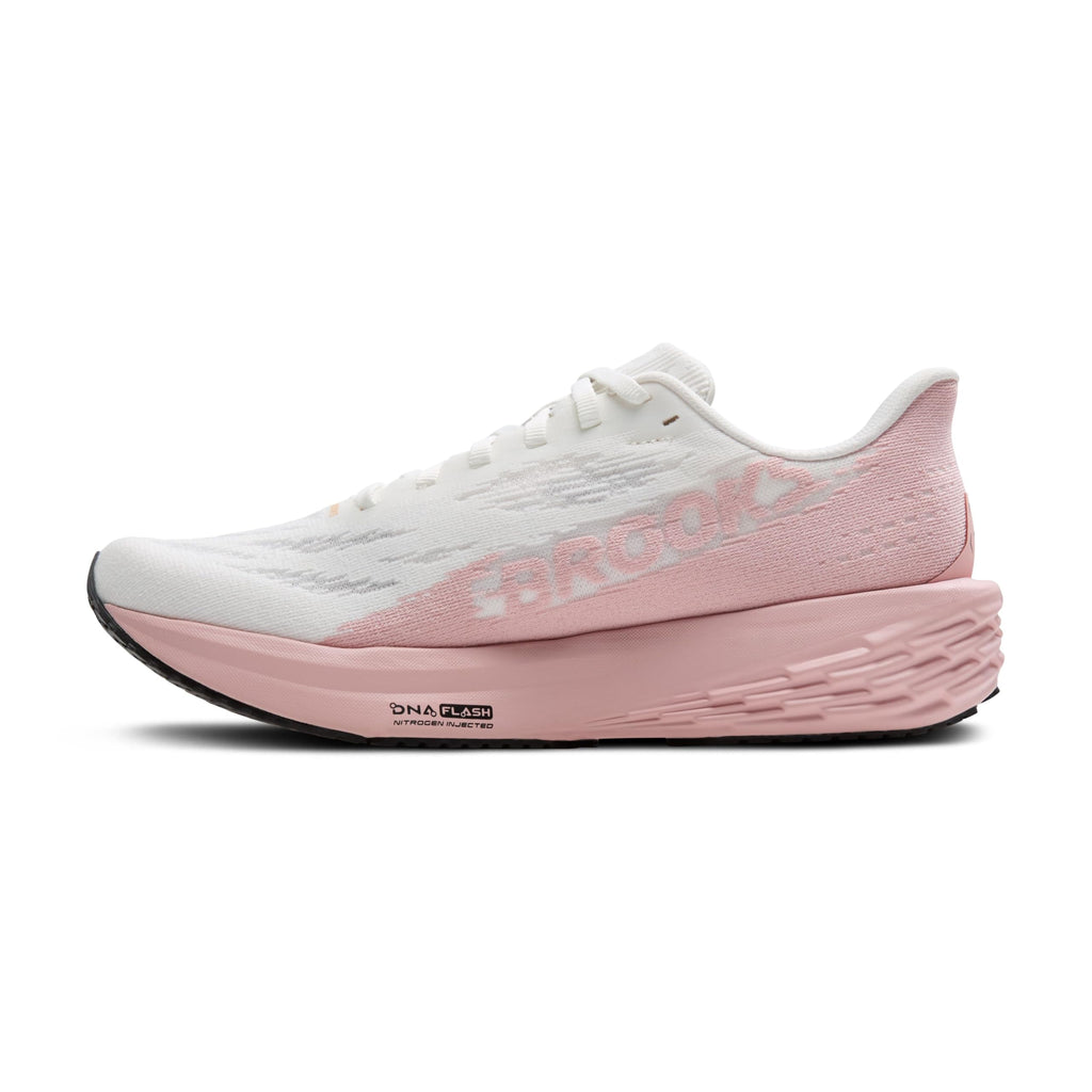 Brooks Women’s Launch 11 Neutral Running Shoe - White/Gold/Pink - 8 Medium