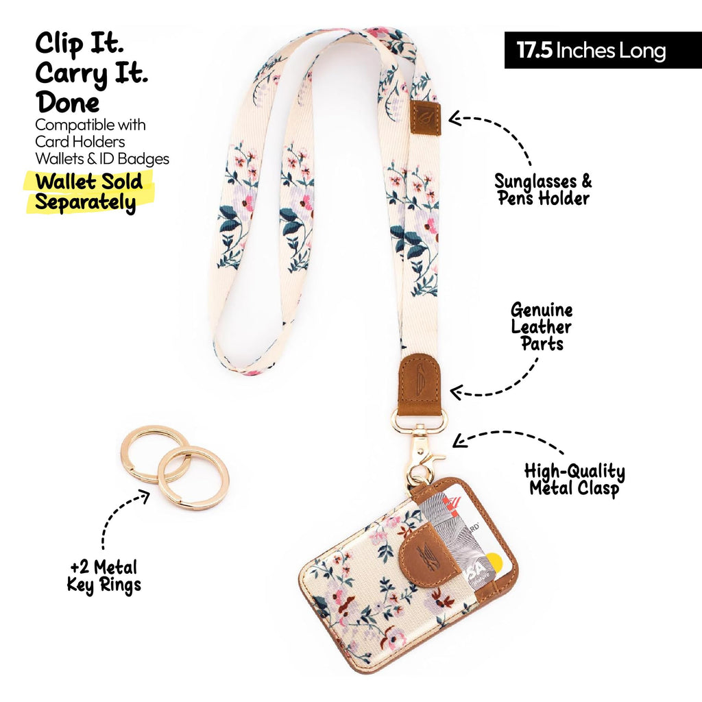 POCKT Cool Neck Lanyard for Keys, Wallets and ID Badge Holders, Key Chain Holder for Men and Women | Bloom