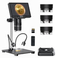 TOMLOV TriL107 3-Lens Digital Microscope: 7" 2500X 2K HDMI Coin Microscope Magnifier for Whole Coin View with IPS Screen, LCD Soldering Microscopes for Adults, 14 LED Lights, PC/TV Compatible, 64GB