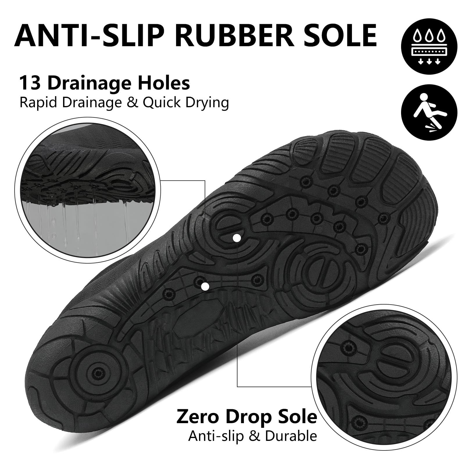 Mishansha Womens Mens Water Shoes Wide Toe Box Swim Beach Barefoot Shoes Quick Dry Non Slip Lividity Black 8.5 Women/6.5 Men