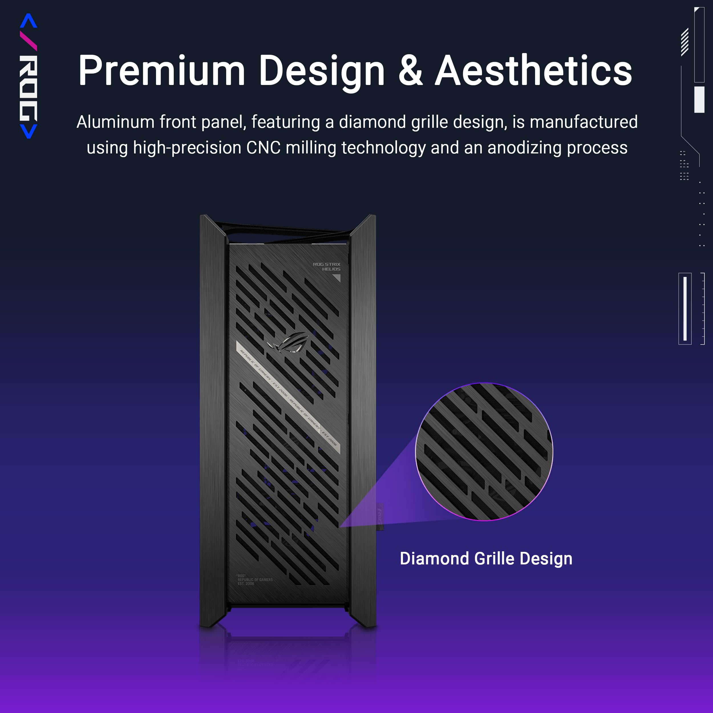 ASUS ROG Strix Helios II EATX mid-Tower Gaming PC case, with Dual Tempered Glass Side Panels, Support for Graphics Cards up to 450mm Long, Graphics Card Braces and Support for up to 420mm radiators
