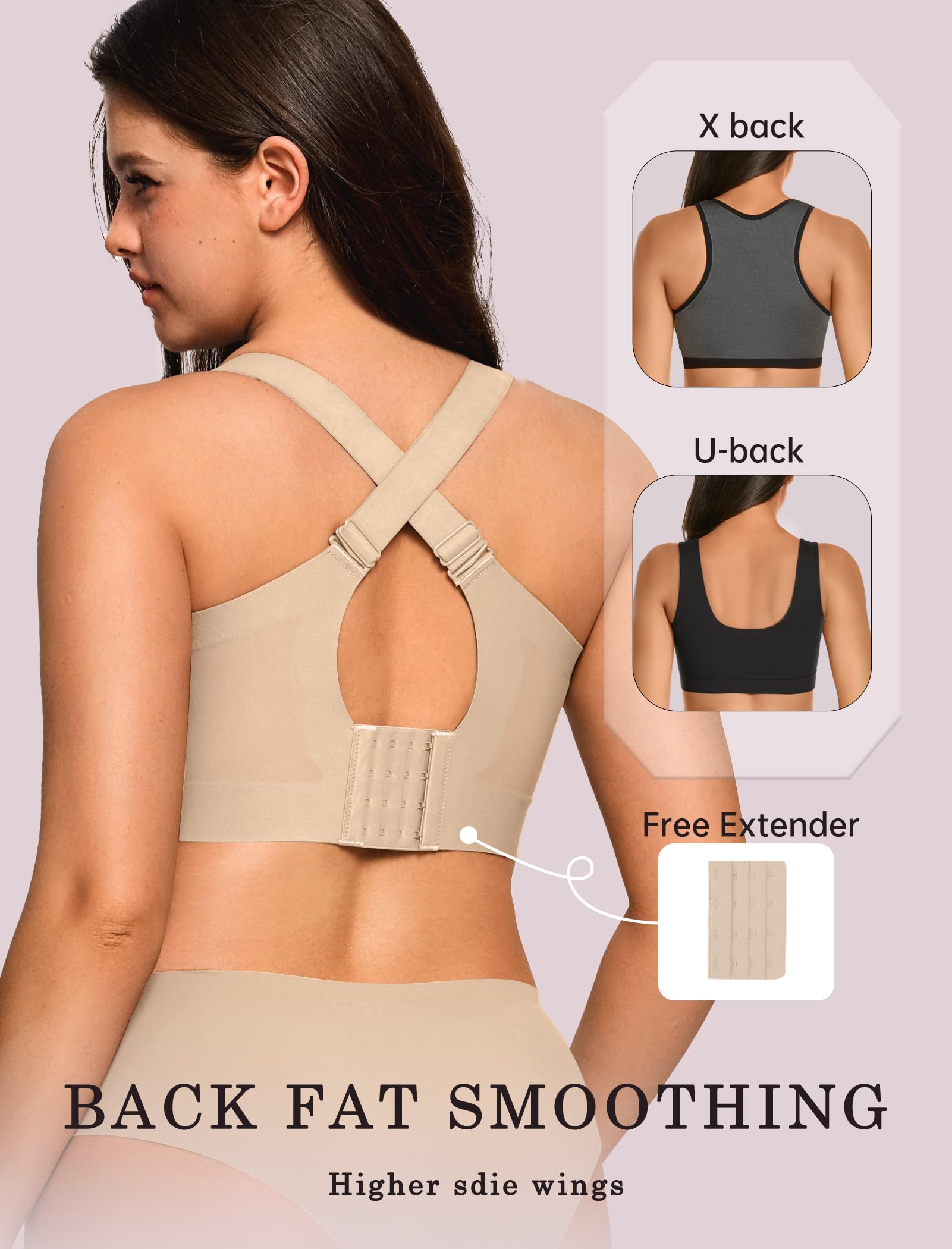 OEAK Womens Wireless Jelly Bra Plus Size Supportive Seamless Bras Full Coverage Push Up Comfortable No Underwire Tshirt Bras Creamy Beige XXL
