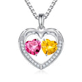 Iefil Birthday Gifts for Women - 925 Sterling Silver Necklace, Personalized Jewelry Gifts for Wife Girlfriend Mom| October Pink Tourmaline & Citrine Necklace