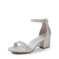 DREAM PAIRS Womens Low-Chunk Low Heel Pump Sandal,Size 8.5,Silver/Glitter,LOW-CHUNK