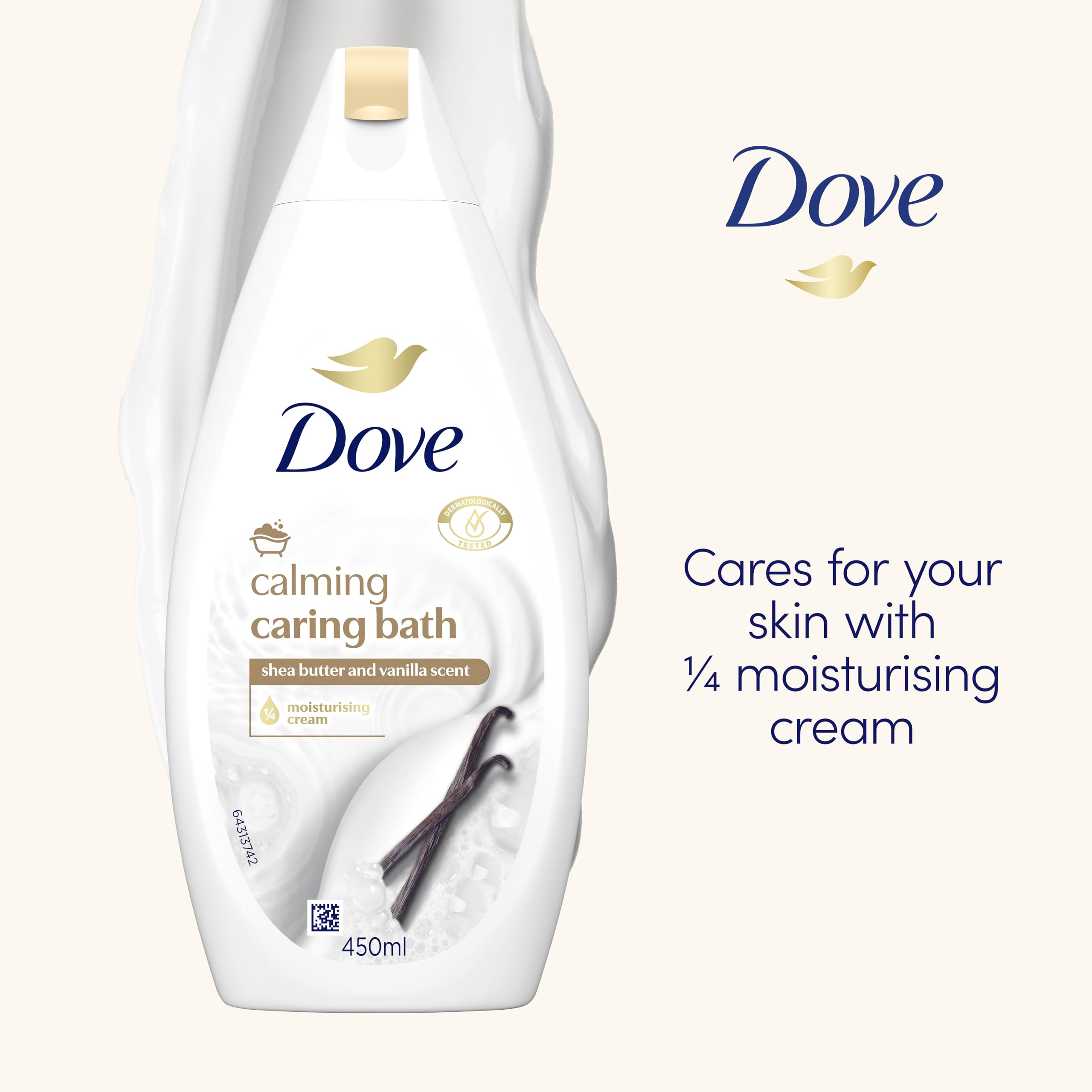 Dove Calming Caring Bath Shea Butter and Warm Vanilla, 450 ml, Packaging may vary