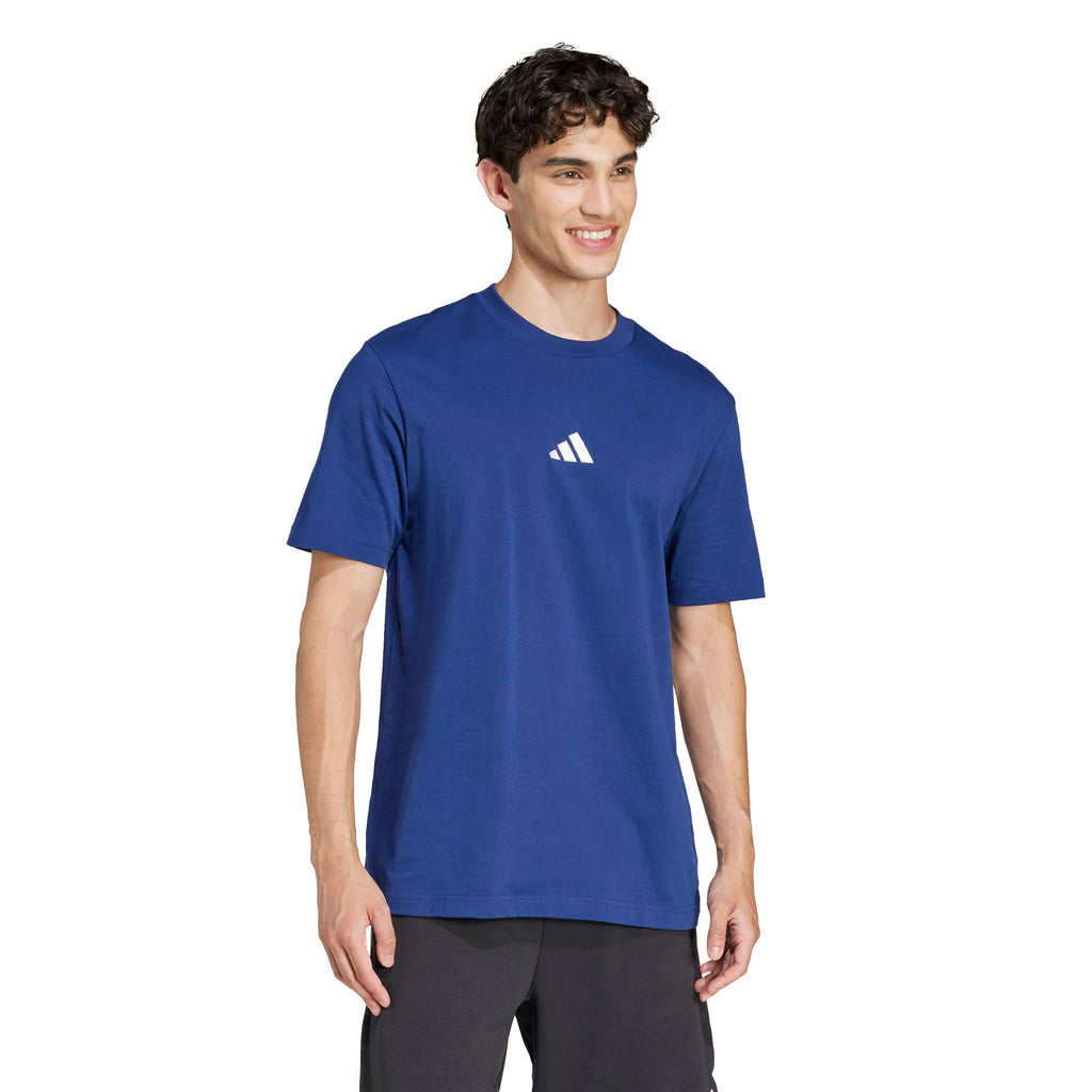 Adidas Men's Essentials Small Logo Sportswear T-Shirt, Dark Blue/White, X-Large